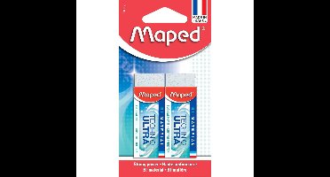 Maped gum Technic Ultra Classic, wit, blister van 2 stuks