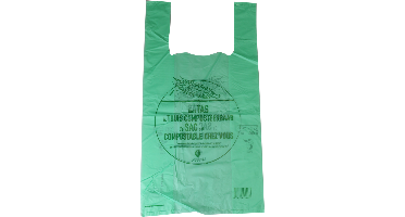 Tas | Bioplastic o.b.v. Zetmeelblend | op blok/geblokt | 27x 7x50cm | hemddraagtas | groen | 500 stuks