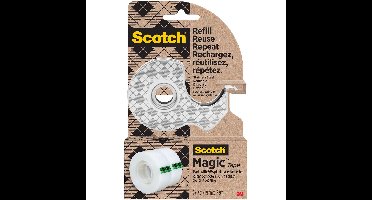 Scotch duurzame dispenser uit RVS, met 2 rolletjes Scotch Magic Tape ft 19 mm x 13,9 m