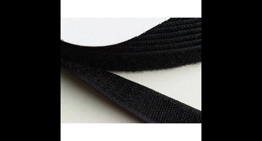 Klittenband 20mm zwart -back to back 25m