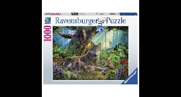 Puzzel ravensburger familie wolf in het bos 1000st