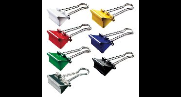 Papierklem MAUL 215 foldback 19mm capaciteit 7mm assorti 12 stuks