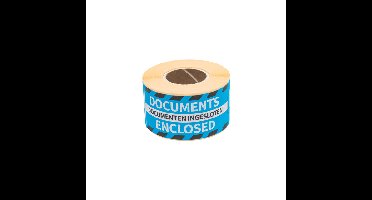 Etiket rillprint documents enclosed blauw
