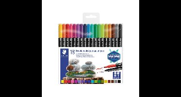 Viltstift staedtler perm dubbele punt 18st ass