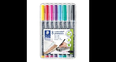 Viltstift staedtler ohp lumo f 318 perm 8 st ass | 10 stuks