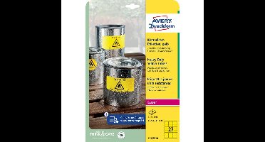 Etiket avery l6105-20 63.5x29.6mm geel 540st