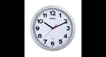 Wandklok maul step quartz ø30x5cm kunstst zil/wit