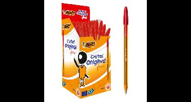 Balpen bic cristal f rood | 50 stuks