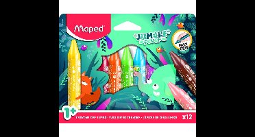 Waskrijt maped jungle fever jumbo set a 12 kleuren