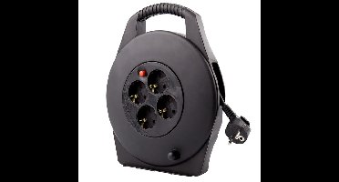 Kabelhaspel brasq 4 voudig 15 meter zwart