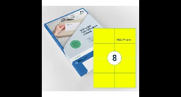 Etiket rillprint 105x74mm fluorgeel 800 etiketten