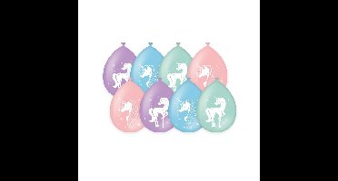 Ballonen unicorn 30 cm 8 stuks pastel