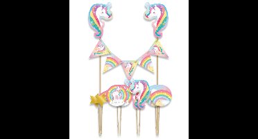 Cake decoratie unicorn 9 stuks