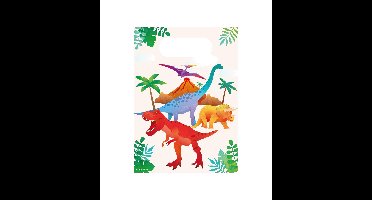Cadeau tasjes dino papier 23x16cm 6 stuks