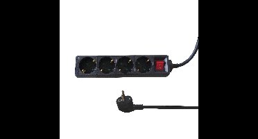 Stekkerdoos brasq 4 voudig 5 meter zwart