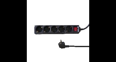 Stekkerdoos brasq 5 voudig 5 meter zwart