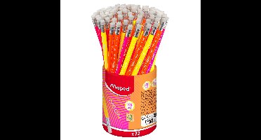 Grafietpotlood maped neon koker 72 stuks assorti