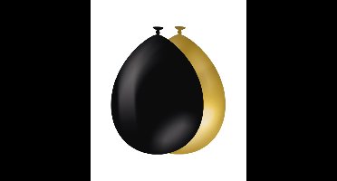 Ballonnen goud en zwart 10 stuks