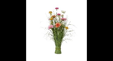 Kunstgras everlands met bloemen 70cm roze