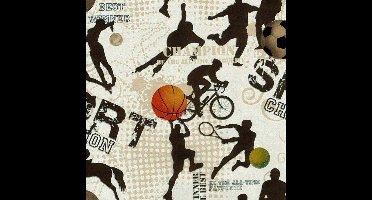 Cadeaupapier 50cm dessin 31517 Sport op bruin kraft