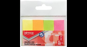 OFFICE products index, 20 x 50 mm, ophangzakje van 4 x 40 tabs, geassorteerde neonkleuren