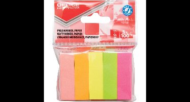 OFFICE products index, 15 x 50 mm, ophangzakje van 5 x 100 tabs, geassorteerde kleuren