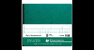 Exacompta registers, ft 27 x 32 cm, 8 kolommen op 1 bladzijde, 28 lijnen, 80 bladzijden