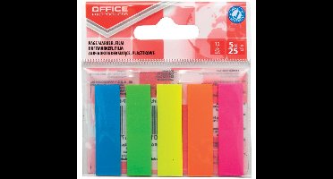 OFFICE products index, 12 x 45 mm, ophangzakje van 5 x 25 tabs, geassorteerde kleuren