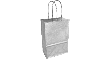 Tas | Papier | gedraaid papieren koord | 14x 8x21cm | draagtas | zilver | 400 stuks