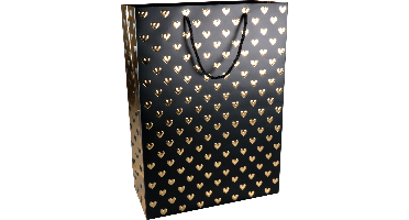 Tas | Love | Papier | 30x 12x42cm | draagtas | zwart/goud | 40 stuks