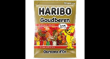 Haribo snoep goud beertjes, zak van 185 g
