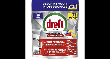 Dreft Pro Platinum Plus vaatwastabletten, Lemon, pak van 71 capsules