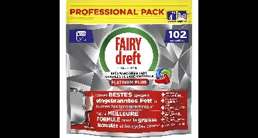 Dreft Pro Platinum Plus vaatwastabletten, Regular, pak van 102 capsules