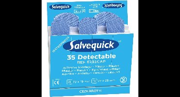 Salvequick navulling voor pleisterautomaat, 35 blauwe pleisters per navulling, pak van 6 navullingen