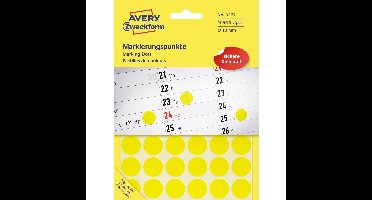 Avery Ronde etiketten diameter 18 mm, geel, 1.056 stuks