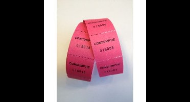 Consumptiebonnen op rol rose,rood 500rol