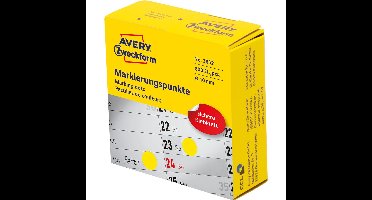 Avery marking dots, diameter 10 mm, rol met 800 stuks, geel