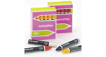 Vetkrijt - geel - rond doosje 12 stuks