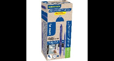Pilot Frixion Ball Clicker, 12 rollers en 6+6 vullingen 0,7 mm, blauw