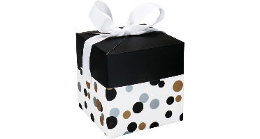Pop-updoos | Confetti | karton | 10x10x10cm | zilver/goud/zwart | 200 stuks