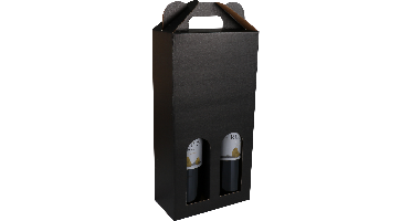 Draagkarton | Basic line | 2 flessen | golfkarton | zwart | 100 stuks