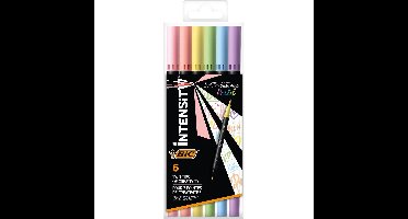 Bic viltstift Intensity Dual tip, etui van 6 stuks, pastel