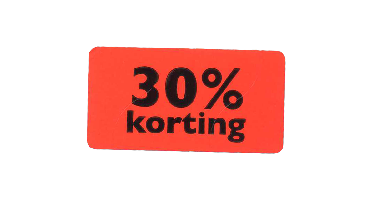 Etiket | Reclame-etiket | papier | 30% korting | permanent | 47x25mm | fluor/rood | rol à 1000 stuks
