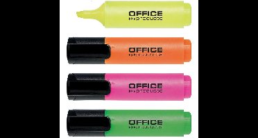 OFFICE products markeerstift, 2 - 5 mm, geassorteerde kleuren, etui van 4 stuks