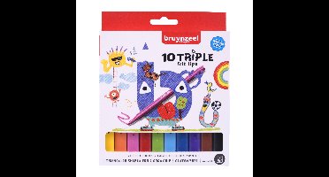 Viltstift bruynzeel kids triple set 10 kleuren | 6 stuks