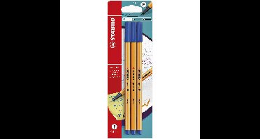 Fineliner stabilo point 88/41 f blauw 3st | 10 stuks