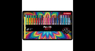 STABILO Pen 68, premium viltstift, metalen etui met 40 kleuren