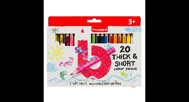 Kleurpotlood bruynzeel kids thick short 20 kleuren | 6 stuks