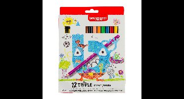 Kleurpotlood bruynzeel kids triple set 12 kleuren | 6 stuks
