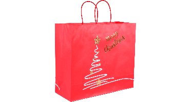 Tas | Xmas tree | Kraftpapier | gedraaid katoenen koord | 35x 13x31cm | draagtas | rood | 150 stuks